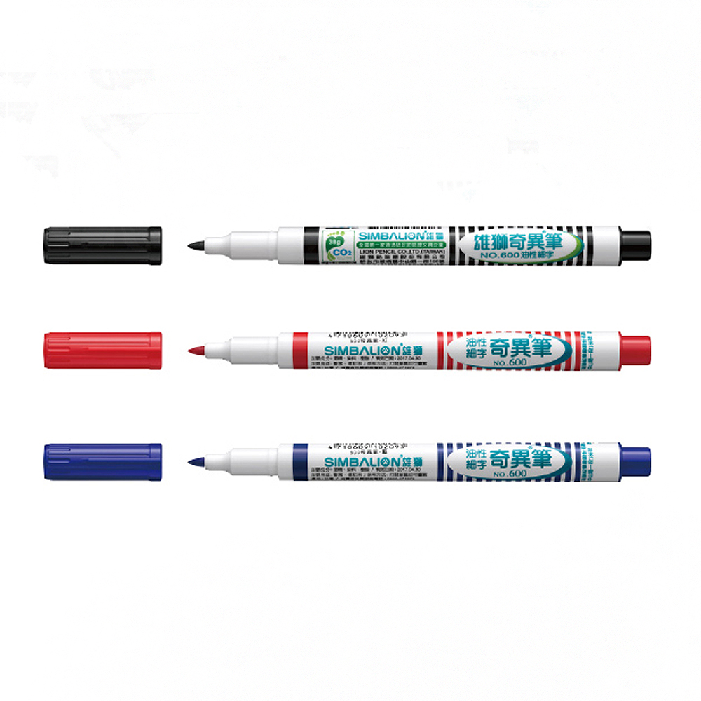 【SIMBALION 雄獅文具】細字 奇異筆 黑/紅/藍 1mm 60支 /件 NO.600  -  藍, , large