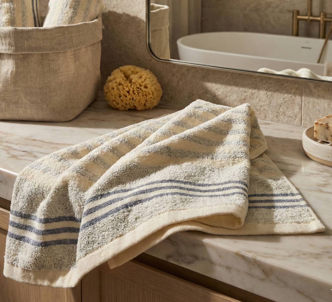 [Kaimi Cotton] MIT Taiwan-Made 18-Towel Weight Moisture-Absorbing Soft Pineapple-Textured Striped Towel, , large