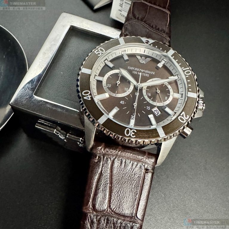 [星晴錶業]ARMANI手錶,42mm,AR00082古銅色錶面古銅色錶殼銀色精鋼錶帶款, , large