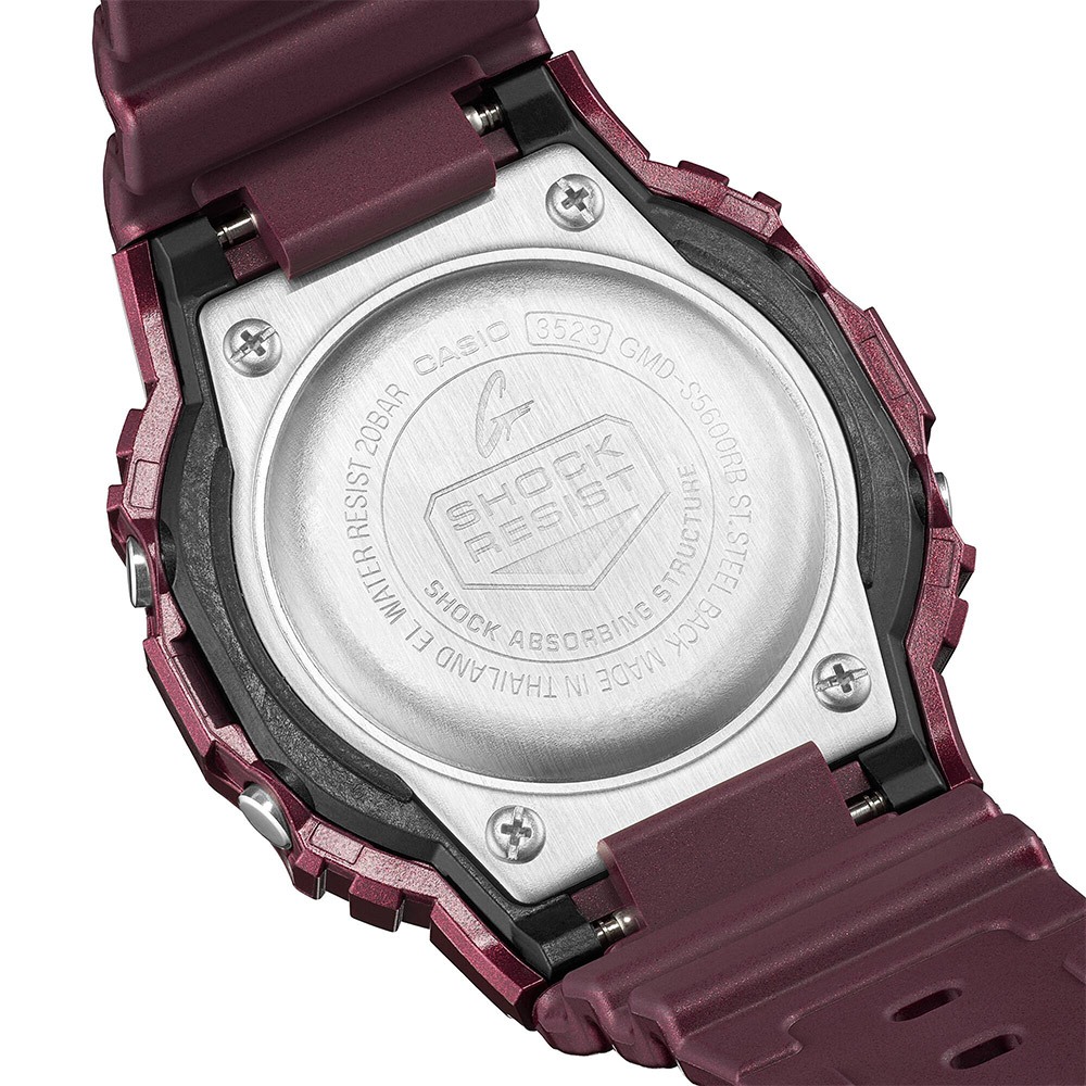 CASIO 卡西歐 G-SHOCK 勃根地酒紅系列 方形電子手錶 GMD-S5600RB-4, , large