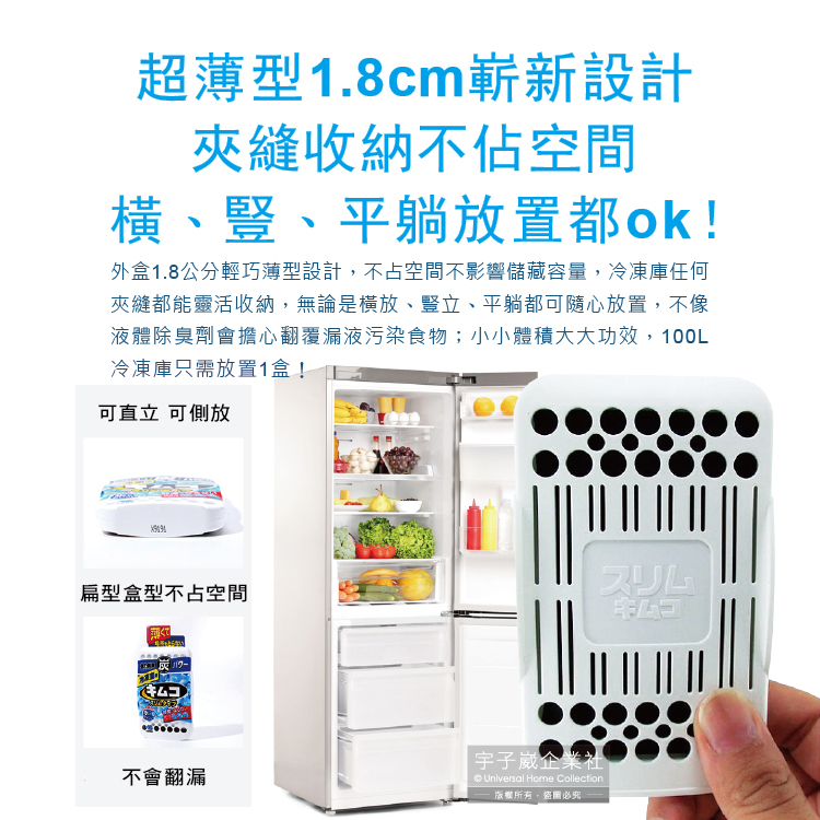 [日日好物]日本小林製藥-冰箱冷凍庫專用1.8cm超薄型雙重活性炭除臭劑26g/盒(180天長效防潮脫臭食物保鮮), , large