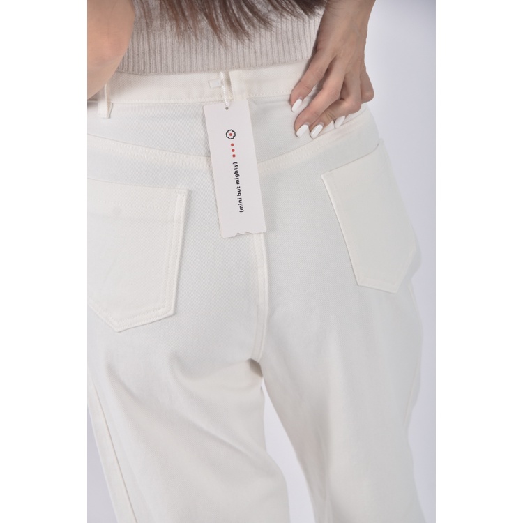 (S) minimatters高腰棉質純棉白色長褲二手衣, , large