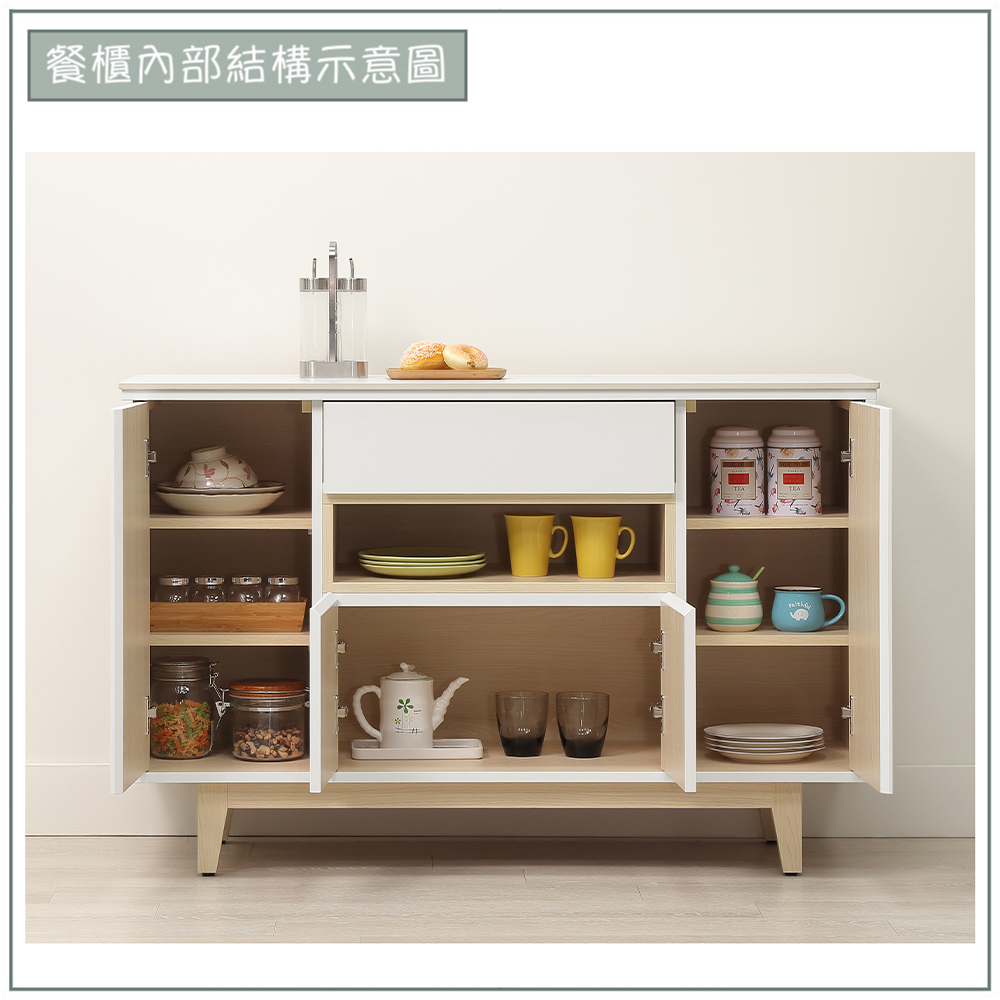 【唯熙傢俱】羅伊原木雙色4尺岩板餐櫃, , large