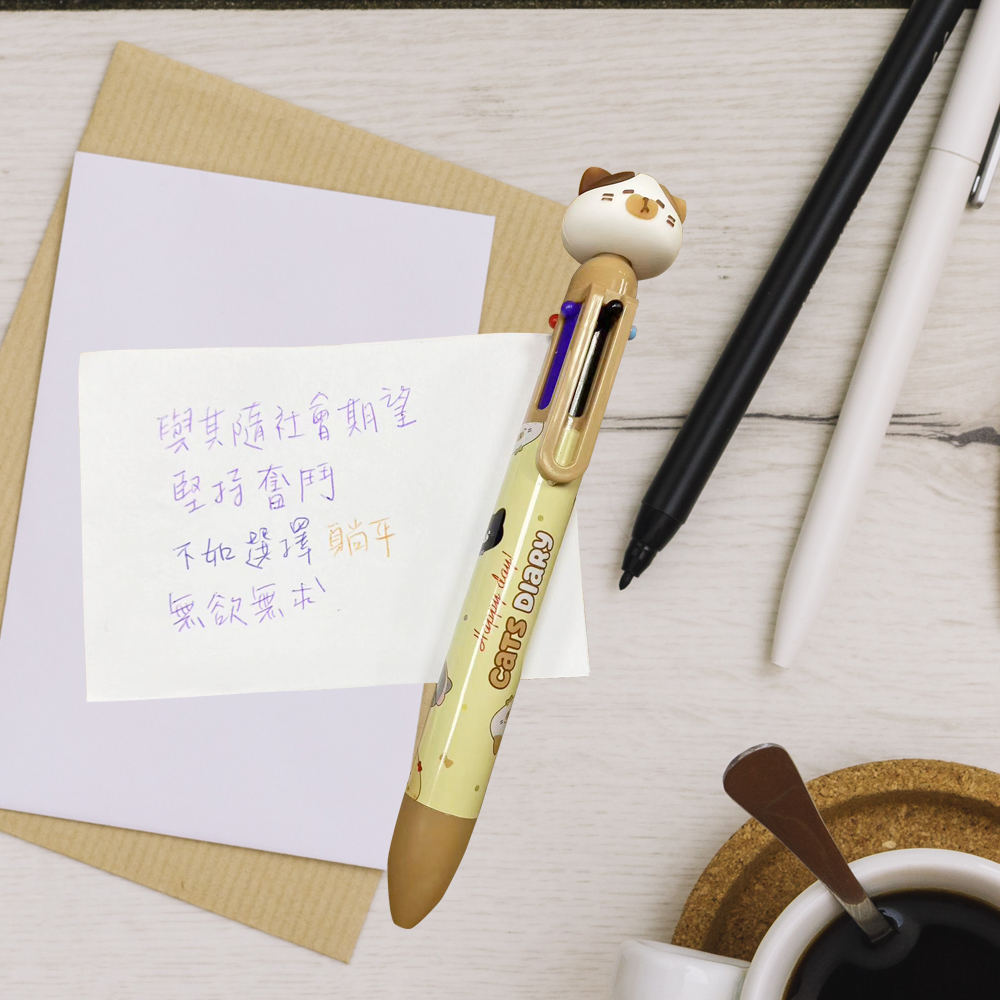 轉轉六色貓咪造型筆【冏冏三花貓】 圓珠筆 簽字筆 造型筆 原子筆 貓咪筆 按動筆 卡通按壓筆 可愛貓咪筆 文具 畢業季 開學季, , large