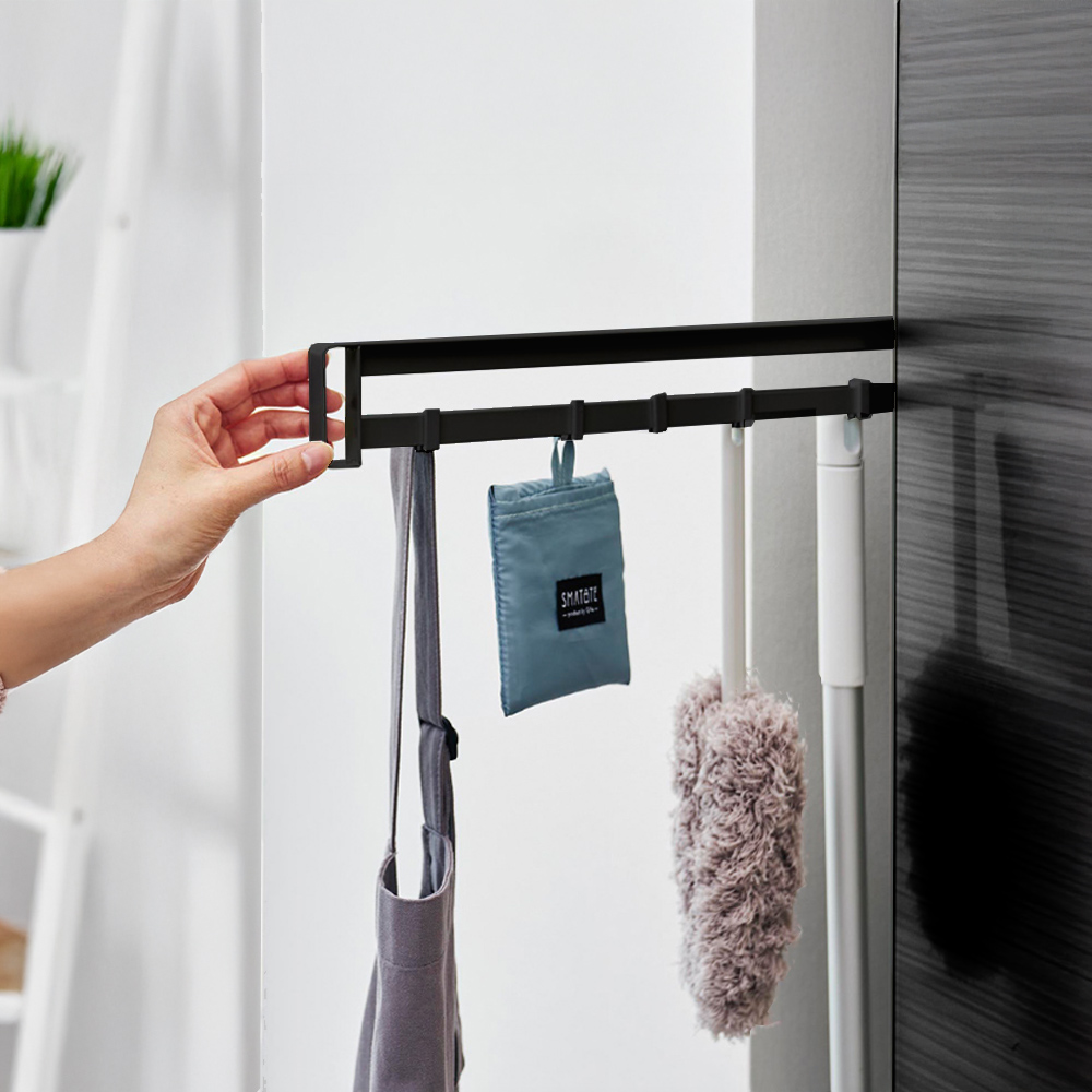 【上手家居】縫隙伸縮磁鐵掛勾 黑色(磁鐵掛鉤/磁吸掛鉤/磁吸掛勾/滑軌掛鉤/伸縮掛勾), , large