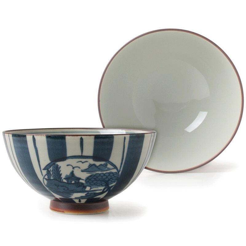 [豐名日本餐具] 4.0"碗 京古染 山水 有田燒 / C04RB0-129, , large