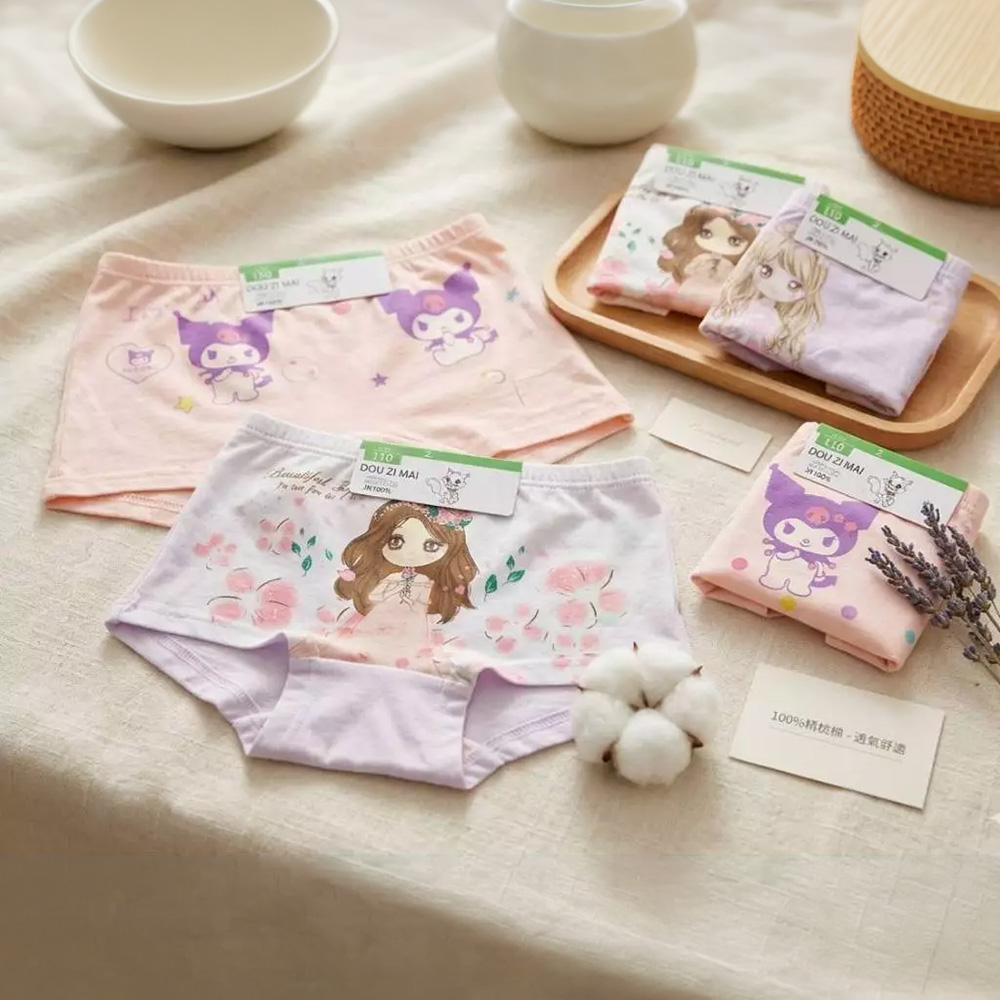 【複製】凱美棉業 | 6件組 隨機出色 精品 彈力萊卡純棉 舒適 透氣 兒童(四角款)內褲 女童純棉內褲, , large