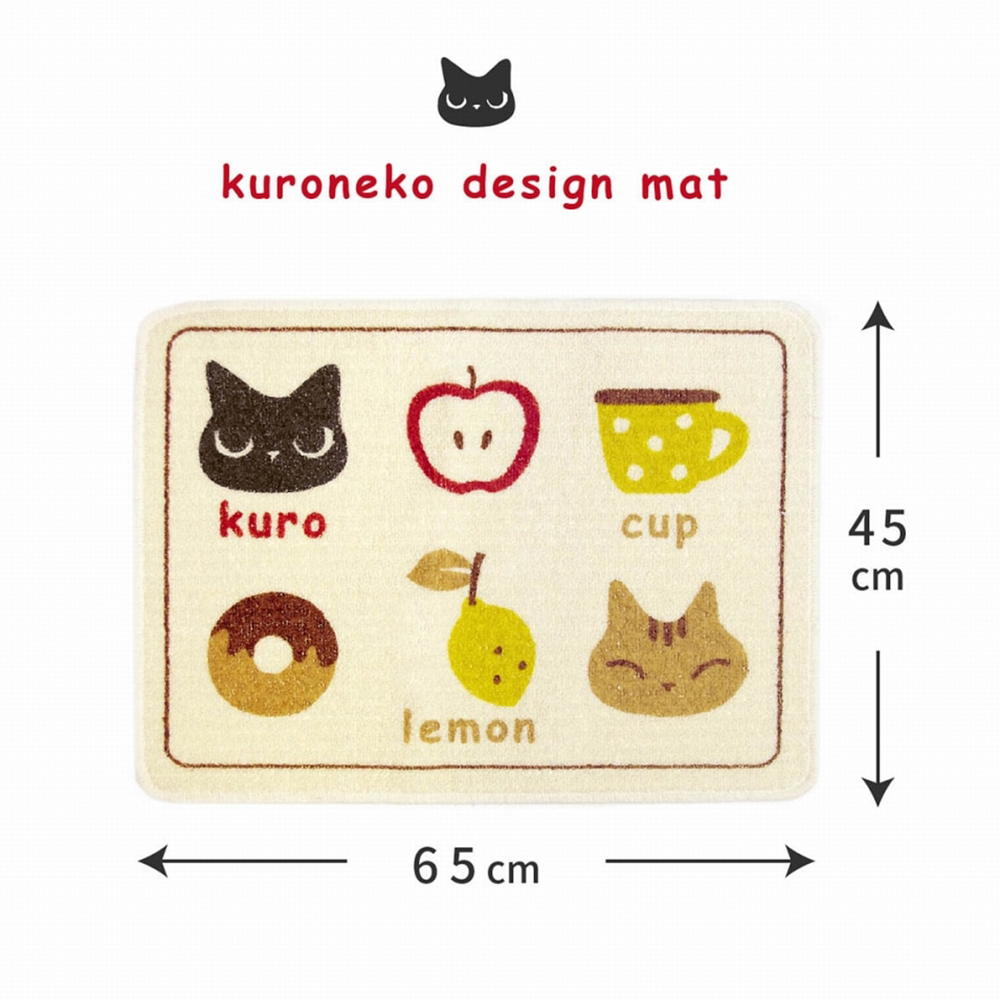 【日本Oka】日本製再生印花廚房地墊45×60cm(貓咪手札款/可機洗/厚4mm), , large