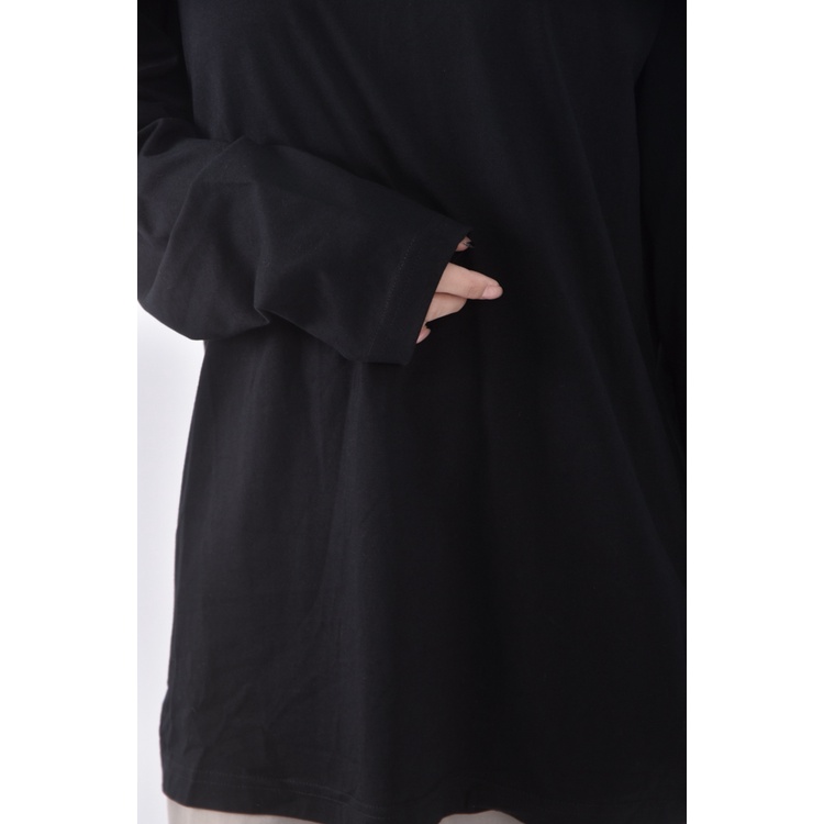 (L) net微v領黑色長袖上衣二手衣, , large