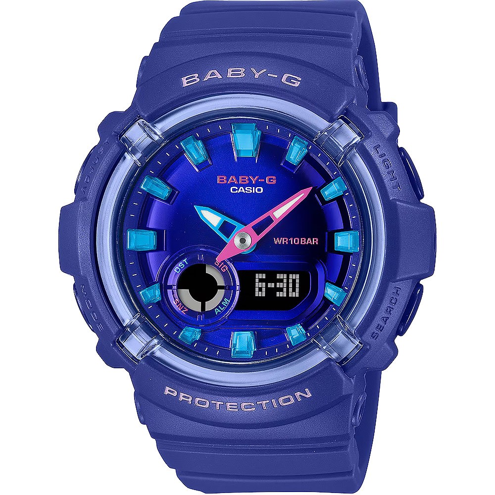 CASIO 卡西歐 BABY-G 舞池霓虹燈雙顯手錶-紫x藍 BGA-280DN-2A, , large