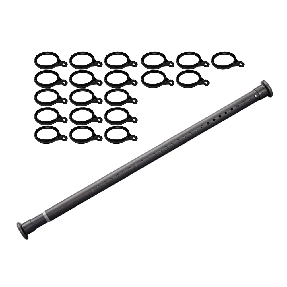 No-drill telescopic pole - matte black - 2.1-2.6 meters (includes 20 lifting rings), , large