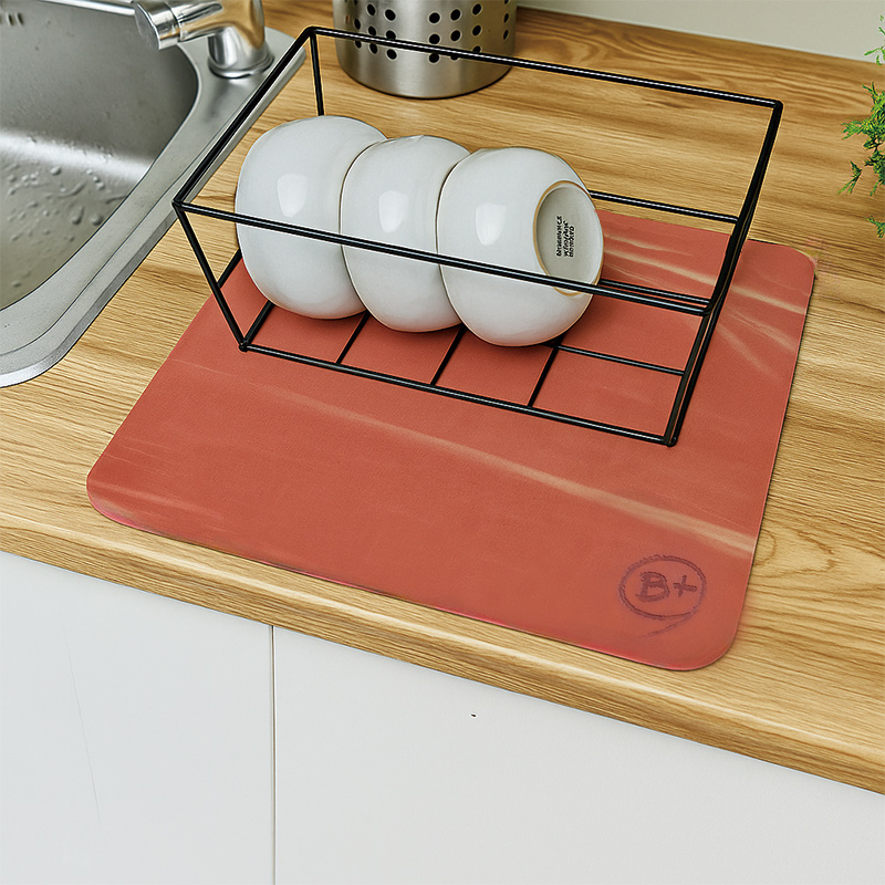 【Monster】 Soft Diatomaceous Earth Sink Draining Mat – 3mm Ultra-Thin, Set of 2 (30x30cm) – Camouflage Pink, , large