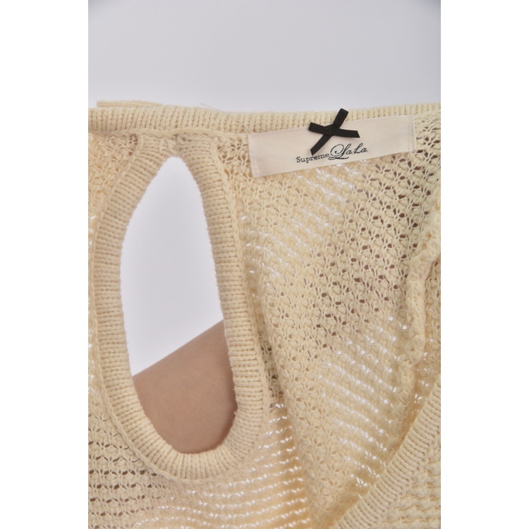 (S) supermelala質感修身短版棉質圓領杏色短袖上衣二手衣, , large