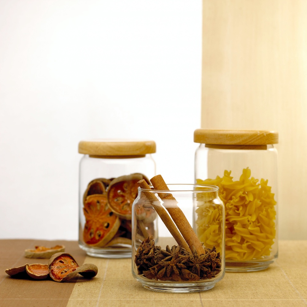 Ocean 木蓋儲物罐 保鮮罐 置物罐 收納罐 五種尺寸 325~1000ml 金益合Drink eat, , large