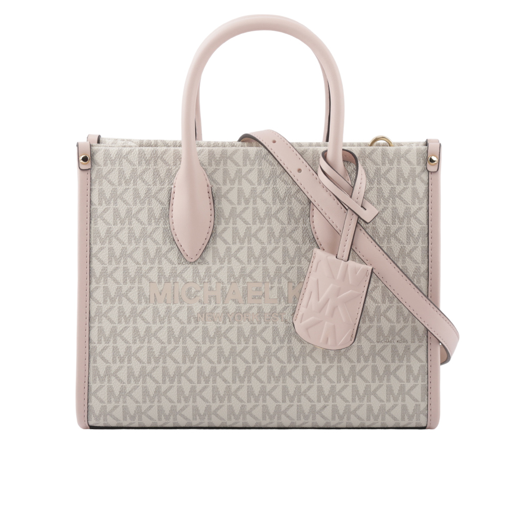 Michael Kors Mirella 滿版塗層帆布小款二用托特包/香草色/粉色, , large