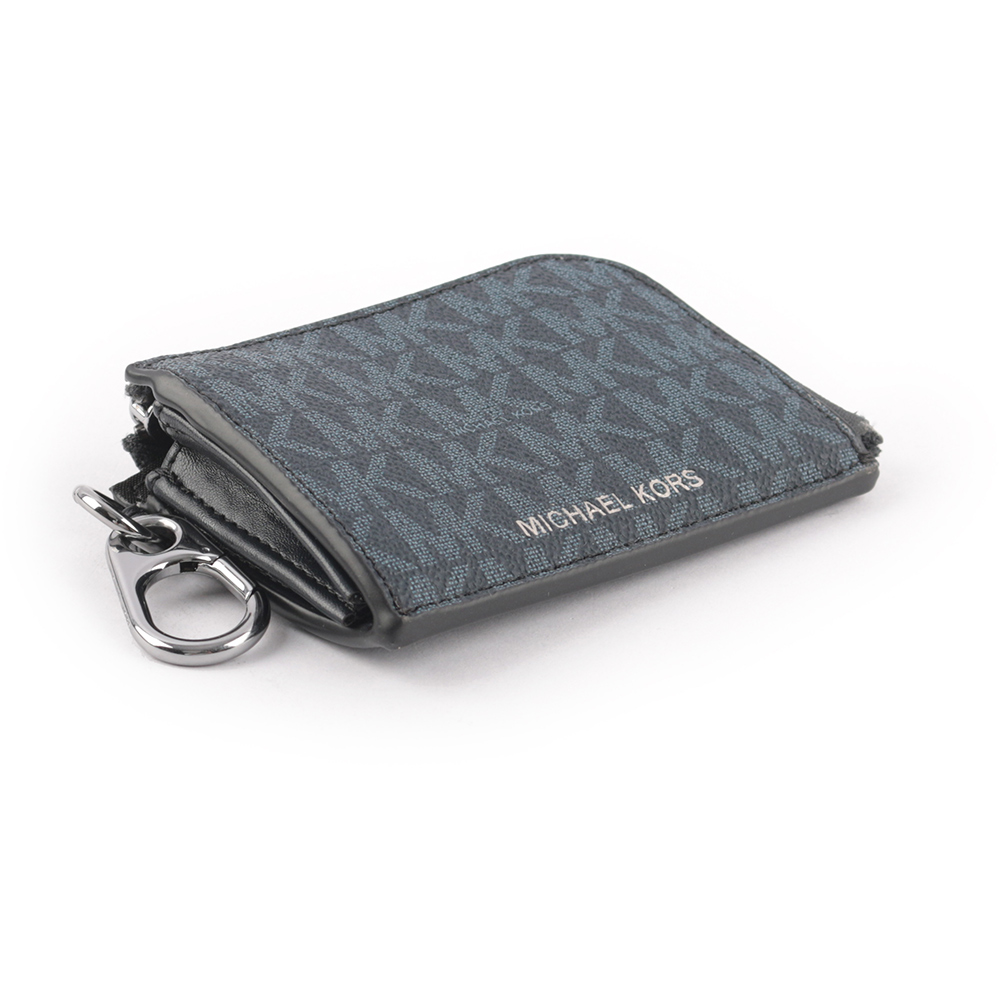 Michael Kors 塗層帆布拉鍊卡夾/零錢包及Logo鑰匙圈禮盒組/海軍藍, , large