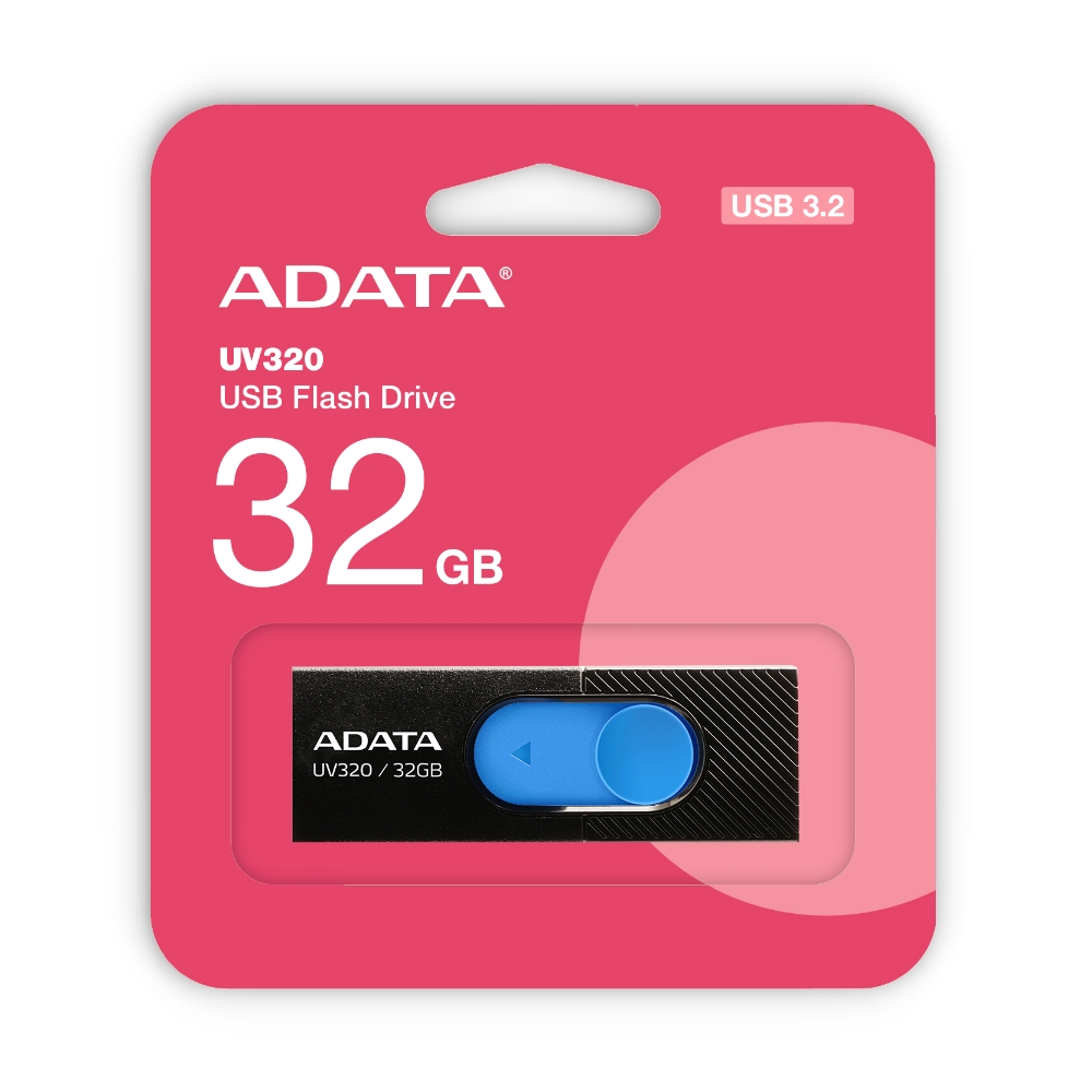 【ADATA 威剛】UV320 32G 黑色 USB 3.2 Gen 1 高速 隨身碟, , large