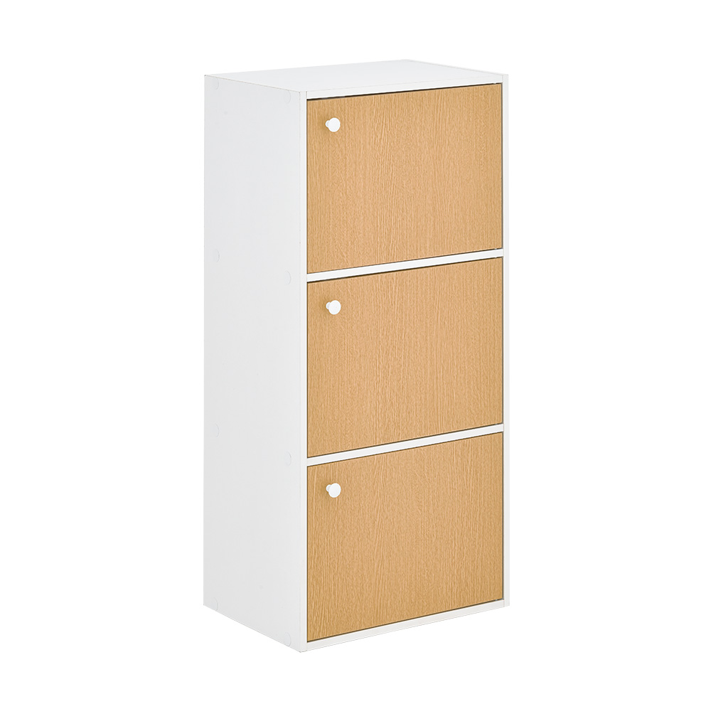 【H&R安室家】簡約木紋三門收納櫃/置物櫃-BCF32(2色任選), , large