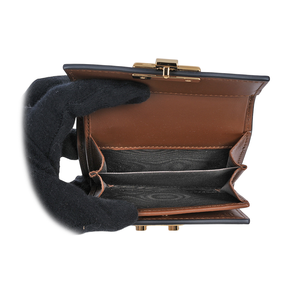 GUCCI Padlock 鎖釦設計塗層帆布及皮革三折短夾/米色/黑色, , large
