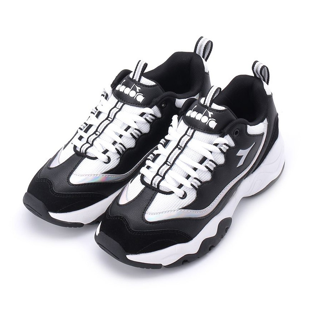 DIADORA迪亞多那 厚底時尚運動鞋 女運動鞋 休閒鞋 百搭 透氣 保護後跟 修飾腿部 耐磨 止滑 穩定 黑白 灰粉, , large