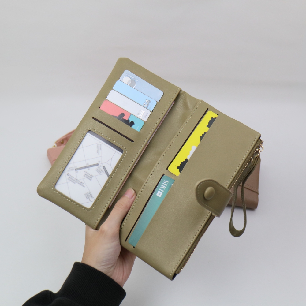 Soir&eacute;e  典雅對折長夾-黑色 多卡位收納 人氣女用皮夾 女夾鈔票卡片零錢收納包, , large