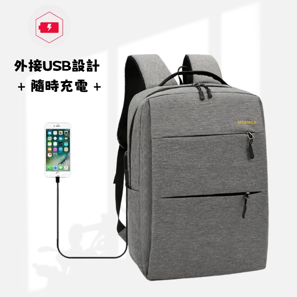 【A&R】三件組 超值時尚USB充電背包組 藍色, , large