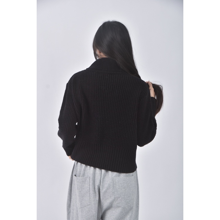 (L) love field質感黑色長袖上衣二手衣, , large