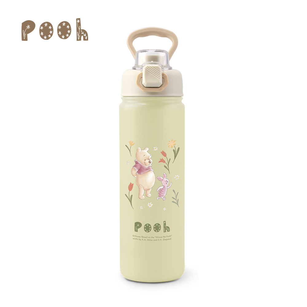 Disney迪士尼 花草維尼304不銹鋼彈跳手提真空保溫瓶765ml-嫩綠, DSM-PV7202G嫩綠, large