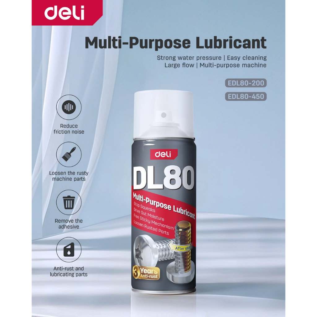【得力工具 deli tools】 專業長效 防鏽 潤滑油 DL80 機械保養 滲透螺絲 除鏽劑 清潔 除膠 多功能-200ml, , large
