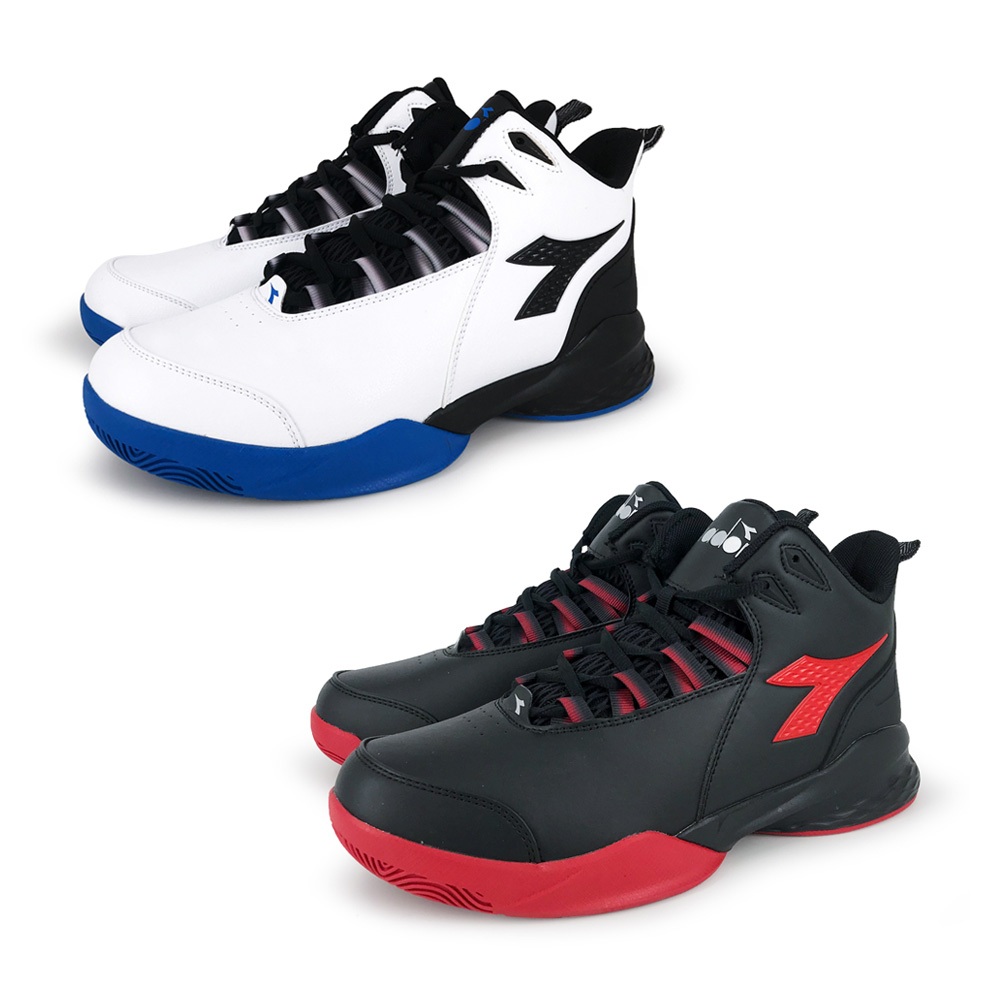 DIADORA迪亞多那 男段專業籃球鞋 男鞋 中筒 運動鞋 吸濕 排汗 透氣 Q彈 緩震 輕量 減壓 止滑 白藍 黑紅