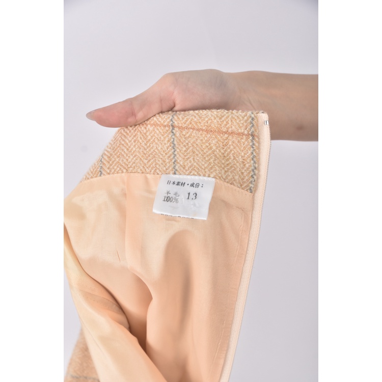 (L) 質感羊毛純羊毛黃色短裙二手衣, , large