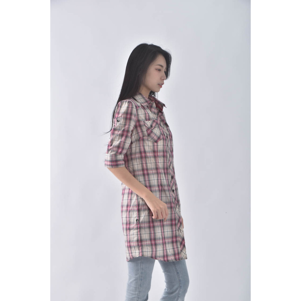 (M) et boite格紋紅色短袖上衣二手衣, , large