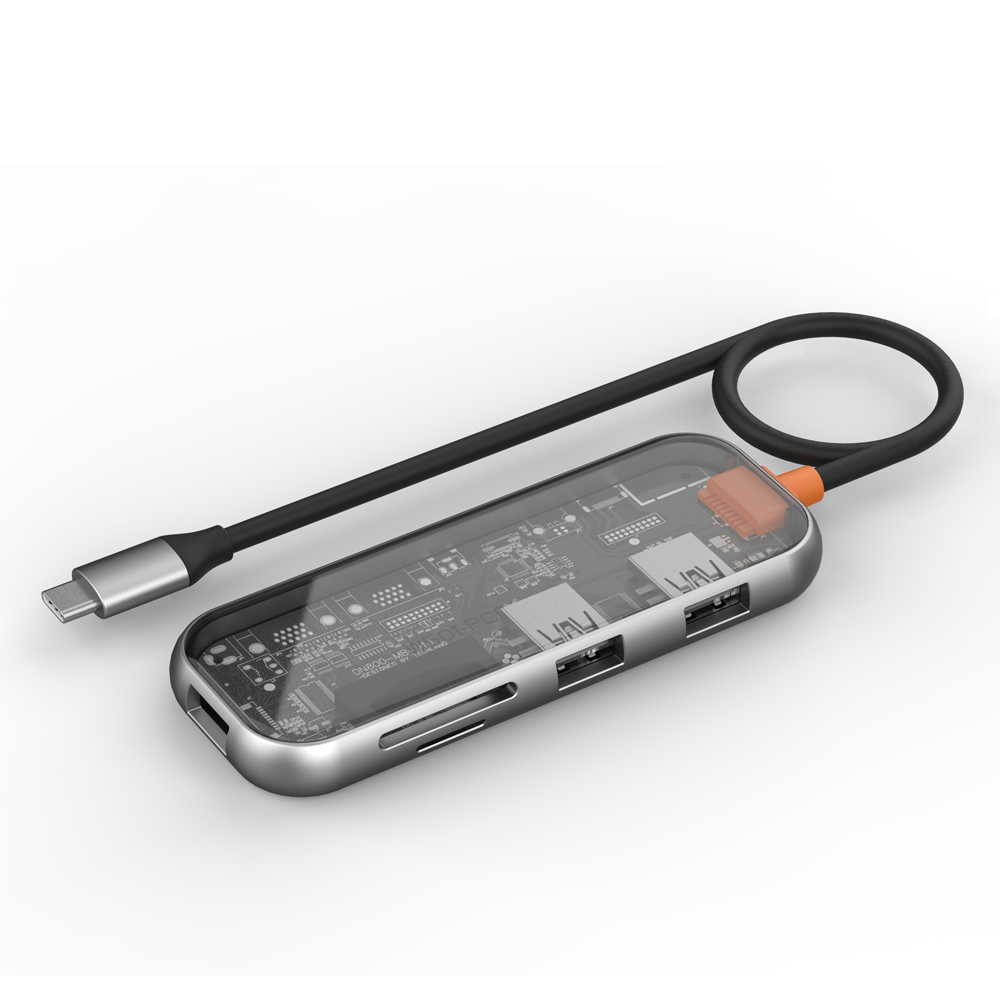 【WiWU】USB-C HUB Transparent 5-in-1 Multi-function Hub, , large