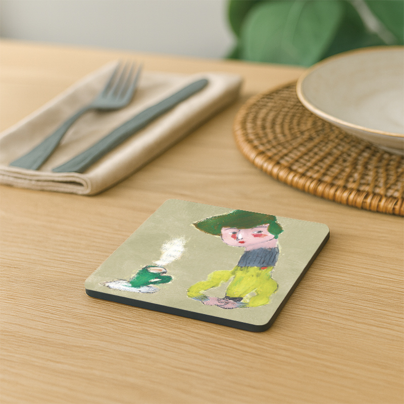 【Monster】 Soft Diatomaceous Earth Absorbent Coaster – A Cup of Life — Ducky Shen (10x10cm) – Lay Back Lady, , large