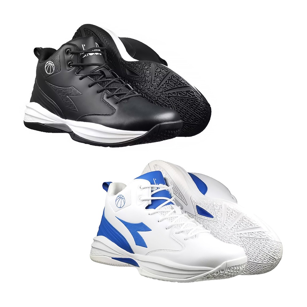 DIADORA迪亞多那 寬楦專業籃球鞋 男運動鞋 男鞋 超纖皮革 耐磨 透氣 輕量 吸震 回彈 足弓支撐 耐用 黑 白藍, , large