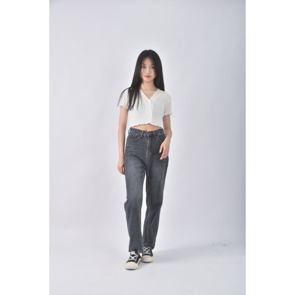 (S) 【里唯私服】jfu高腰質感直筒黑色長褲二手衣, , large