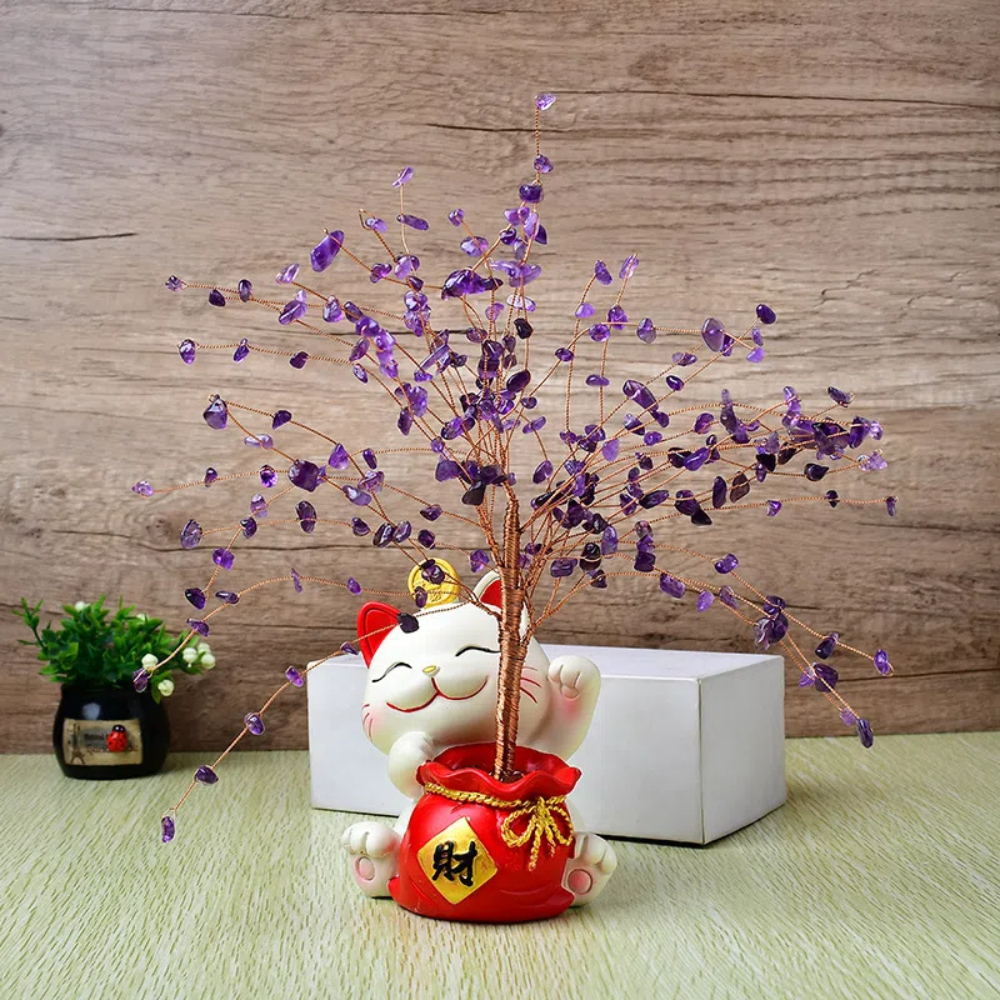 【A&R】開運水晶樹 招財貓貓福袋款 - 紫水晶, 紫水晶, large