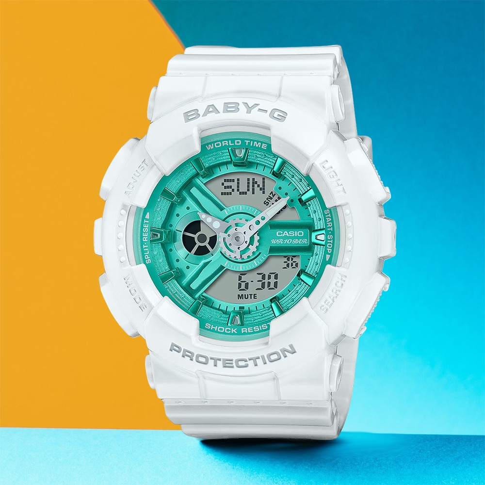 CASIO 卡西歐 Baby-G 金屬色雙顯手錶 BA-110XWS-7A, , large