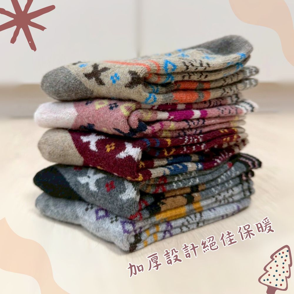 [Kaimi Cotton] 7-Pair Set – Random Colors – Winter Essential (Women’s) Premium Thermal Wool Socks – Cold-Proof / Warm / Long Winter Socks – Christmas Reindeer Design, , large