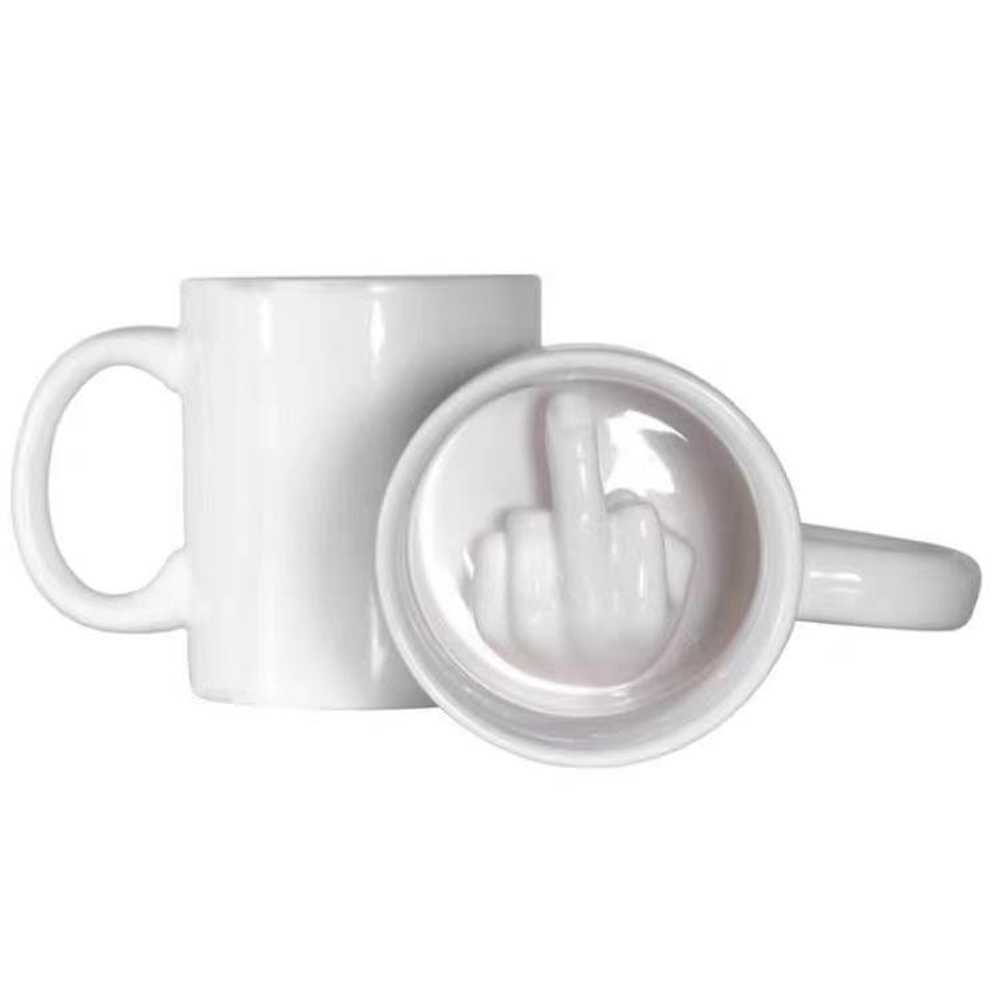 Dark Humor 【Middle Finger Mug】Looks like a regular mug on the outside, but hides a cheeky middle finger inside., , large
