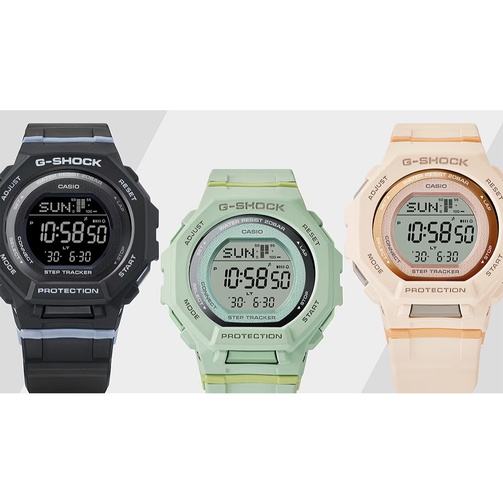 CASIO 卡西歐 G-SHOCK 計步藍芽手錶 柔和色調女錶 GMD-B300-4, , large