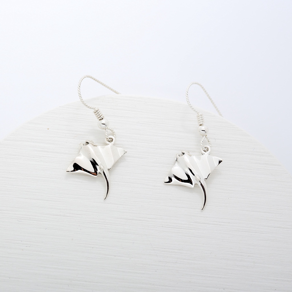 【Angel & Me】Manta Stingray s925 sterling silver earrings (changeable ear clips), , large