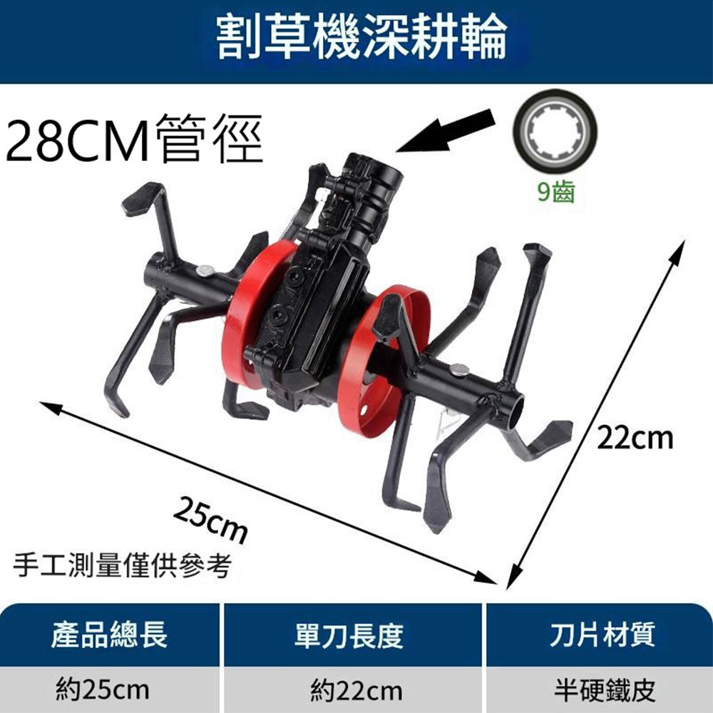 小型鬆土機配件-新款六爪深耕輪28x9齒, , large