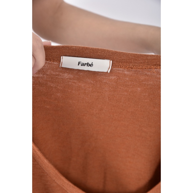 (F) farbe韓牌質感橘色長袖上衣二手衣, , large