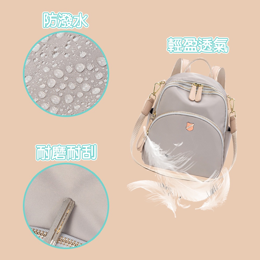 SPRING-簡約尼龍後背包休閒後背包3way小款後背包-多色, , large