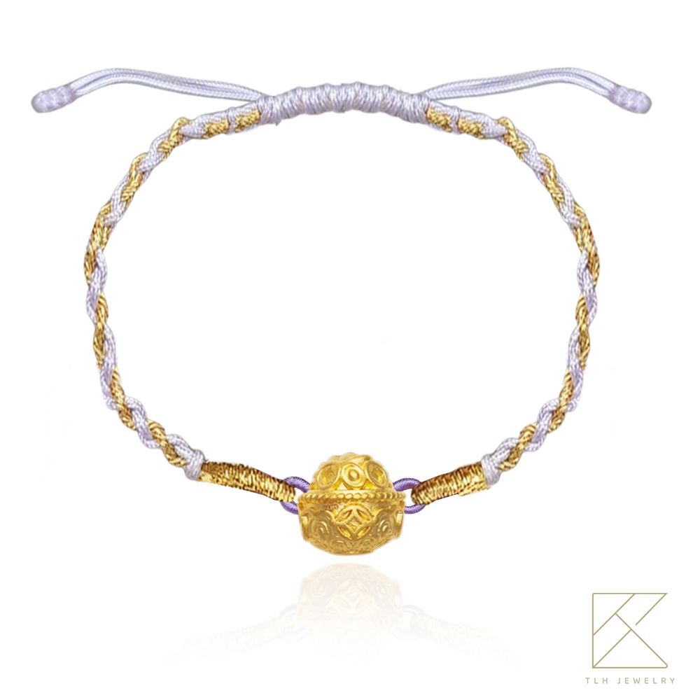 【TLH】黃金墜編織手繩 純金999 多選 時來運轉 聚寶盆約重0.08錢&plusmn;0.01, , large