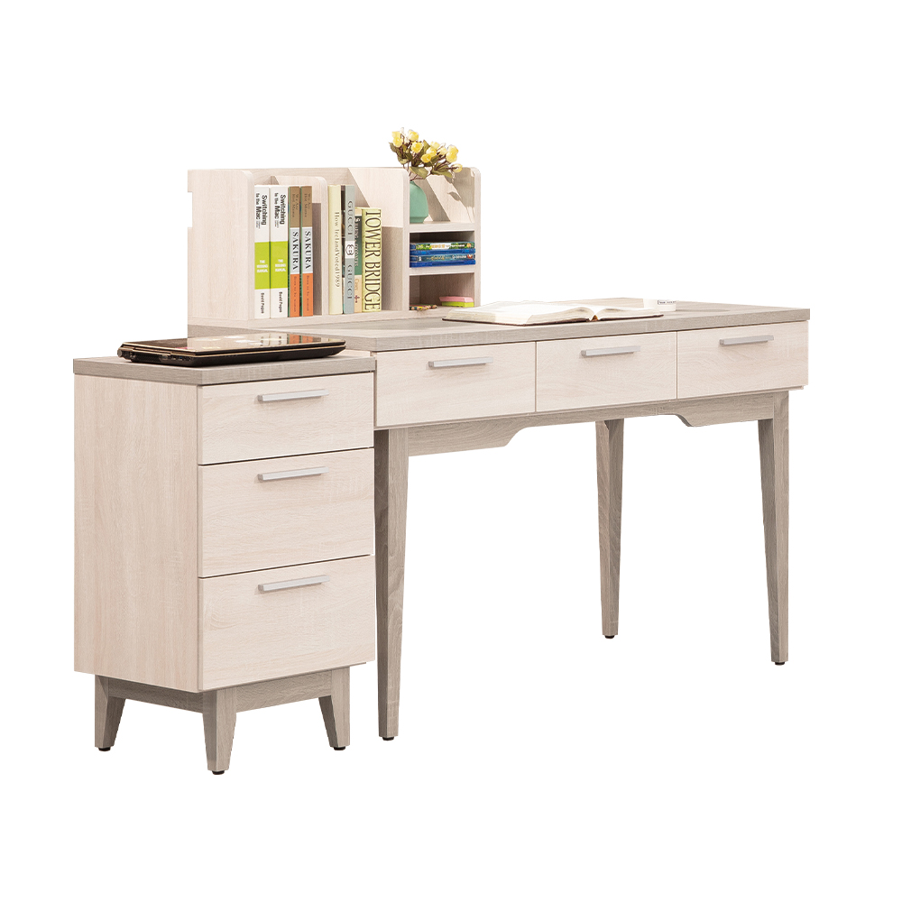 【唯熙傢俱】海瑟薇雙色5.3尺書桌組, , large