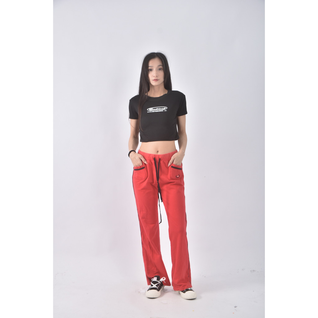 (XL) 棉質抽繩紅色長褲二手衣, , large