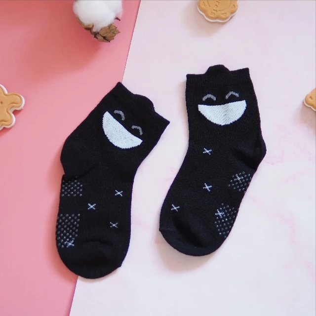 [Kaimei Cotton Industry] 10 pairs set, random and excellent, MIT made in Taiwan, pure cotton anti-slip children's socks-smiling style 13-16cm, , large