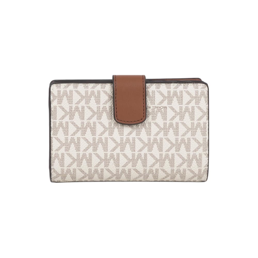 Michael Kors 金字Logo 滿版塗層帆布釦式中夾(香草白), , large